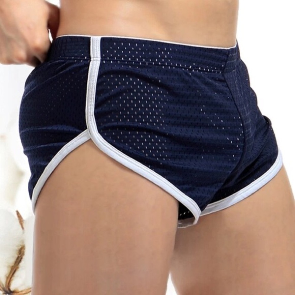 Breathable Mesh Sports Shorts Men's Casual Cut Out Side Open Hip shorts - Picture 2 of 7
